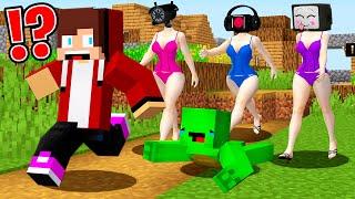 TV WOMAN GIRLS FELL in LOVE with JJ and MIKEY in Minecraft - Maizen