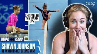 Shawn Johnson reacts to her Beijing 2008 gold medal performance! | Olympic Rewind