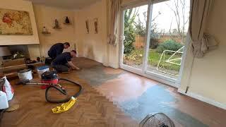 Amtico floor herringbone install and geo oyster.