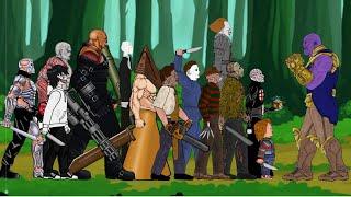 Thanos vs SLENDERMAN, Jason, Freddy, Michael, Pennywise, Chucky, Nemesis, Pyramid Head, Jeff, Tyrant