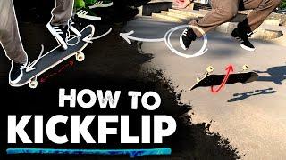 HOW TO KICKFLIP - Beginner Skateboard Tricks Tutorial (Slow Motion) Easy Kickflips Common Mistakes