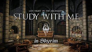 Study with Me in Skyrim | College of Winterhold Library | 25/5 Pomodoro Timer [2hr] [4K]