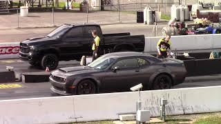 Dodge Demon vs Cummins Turbo Diesel 1/4 Mile Drag Race - YouTube Callout Maple Grove