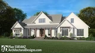 3-Bed Modern Farmhouse House Plan 51814HZ Tour & Walkthru! ADHousePlans 2500 Sq Ft Farmhouse Plan