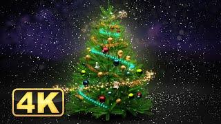 4K Relaxing Magical Christmas Tree: Snowfall and Festive Music for Holiday Ambience