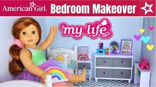 ⭐️ American Girl Doll Bedroom Makeover!  My Life As Bedroom Accessories Unboxing & Review. 