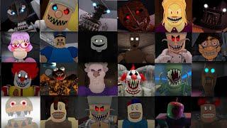 ALL Jumpscares in 30+ Scary Obby Games Gran, Wilson, Nightmare, Barry, Funny, Siren Cop, New Games