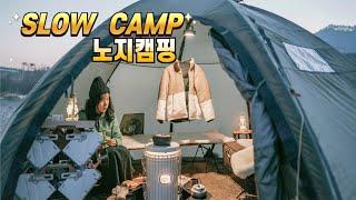 SUB) 강가 깊은 곳으로 노지캠핑 l 겨울과 봄 사이에 캠핑하루  l 오프로드 JEEP  랭글러와 바랑에르돔 쉘터모드