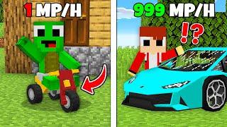 Who's car faster Baby Mikey & JJ RICH fast vs POOR car in Minecraft challenge (Maizen Mizen Mazien)