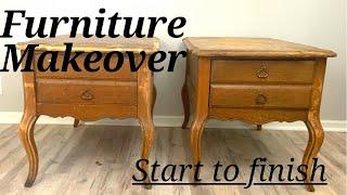 Start to Finish Side Table Furniture Makeover | How to update your old tables | Trash to Treasure