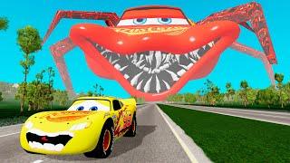 Super Giant Lightning McQueen Spider Eater VS Lightning McQueen | Escape From The Beamng Drive #139