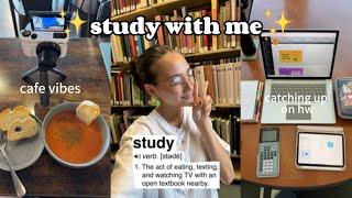 STUDY WITH ME VLOG|| cafe ️ study session, library session, catching up on hw, productivity, etc