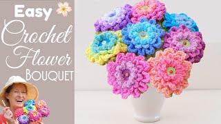 EASY Crochet Chrysanthemum Flower Bouquet