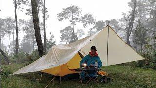 SOLO CAMPING IN LONG HEAVY RAIN AND THUNDERSTORMS, THE SOUND OF RAIN RELAXING