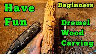 Beginners - How to wood carve a Woodspirit with a Dremel.