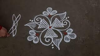 daily muggulu simple rangoli design 3*2dots small beautiful rangoli Anu'sworld