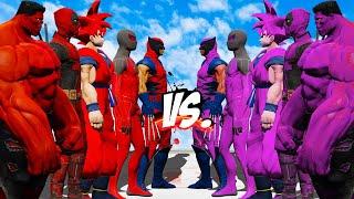 TEAM RED HULK VS TEAM PURPLE HULK ( HULK, DEADPOOL, GOKU, WOLVERINE, SPIDER ) - EPIC BATTLE