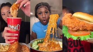 TIKTOK MUKBANG COMPILATION PT 15 | RAISING CANES, CHEESY NOODLES ETC