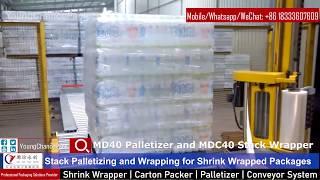 Stack Palletizing and Wrapping Machine for Shrink Wrapped Packages