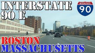 I-90 East - Massachusetts Turnpike - Boston - Massachusetts - 4K Highway Drive