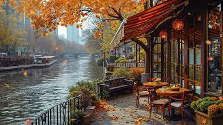 Canalside Autumn Jazz at Quiet Coffee Space  Smooth Piano Jazz Music ~ Relaxing Fall Jazz List