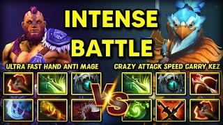 INTENSE HARD CARRY BATTLE | ULTRA FAST FARM SPEED ANTI MAGE VS. CRAZY ATTACK SPEED KEZ | 7.37e DOTA2