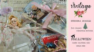 Vintage ephemera & 2nd chance Vintage Christmas Bundles + Halloween paper crafting kits Sneak Peek