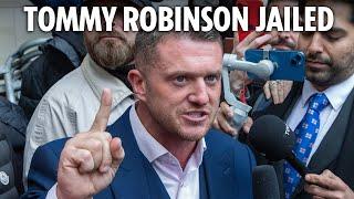 Tommy Robinson jailed for 18 months over false claims about Syrian refugee in film shown at protest