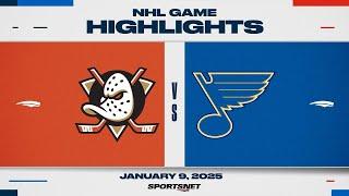 NHL Highlights | Ducks vs. Blues - January 9, 2025