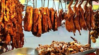 Amazing! of Stall Meat! Pork Popular for Dinner Grilled Pork Belly - Roasted Duck & Pork,