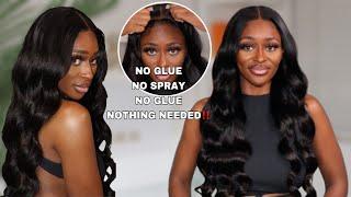 NEW! 100% GLUELESS WIG FOR BEGINNERS | EASY Wig Install No Work Needed | ISEE Hair body wave wig