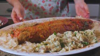 German American Holiday Turkey Meatloaf with Creamy Mashed Potatoes and Sauerkraut. Amazingly Good!!