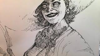 알치나 드미트레스쿠 손그림 그리기 Lady Dimitrescu Pen Drawing