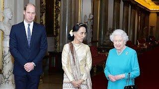 Suu Kyi lunches with Britain's Queen Elizabeth