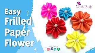 How to make frilled paper flower | Easy paper flower | Purple Kraft