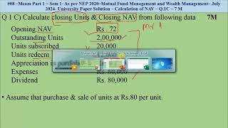 #08–Mcom Part1–Sem1- As per NEP 2020–Mutual Fund & Wealth Management–July 2024-UPS–Q.3C -NAV