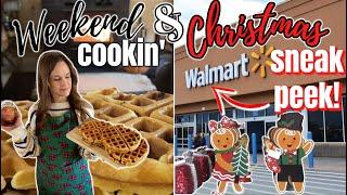 ⭐FIRST Look Christmas at WALMART  & Sausage Waffles! Weekend Cook & Shop with Me!