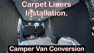 Installation of the carpeted ply liner walls & roof inc, led spotlights. DIY Camper Conversion #15