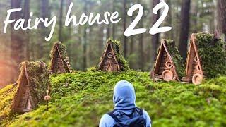 DIY A-frame fairy house with moss roof