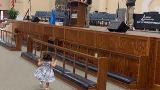 Adorable little girl steals the show while celebrating dad's special moment || WooGlobe