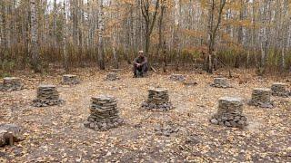 stone foundation for my traditional log cabin by hand