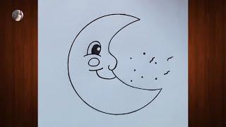 How to draw moon || Moon drawing || Drawing pictures