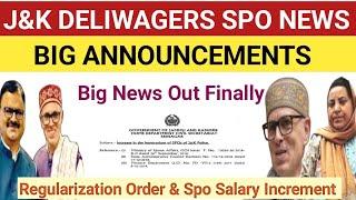 J&K Deliwagers Spo Good News | Finally Big Announcement By CM | Regularisation Committee| Order Out