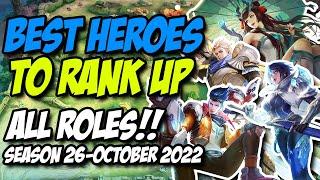 BEST HEROES IN MOBILE LEGENDS OCTOBER 2022 ALL ROLES || RANK UP META