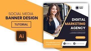 Design Digital Business Marketing Agency Post Template | Illustrator Tutorials