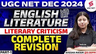 UGC NET English Literature Classes 2024 | Literary Criticism in English Literature #1 By Ayesha Khan