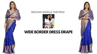 Meghan Markle Inspired Off Shoulder Saree Drape | laxmi saree draping | Tia Bhuva