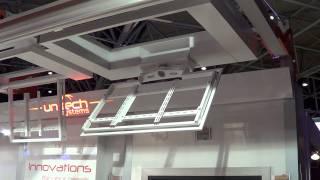 Unitech Systems FPLCV2SLIM+R flat tv ceiling lift with rotation at ISE 2013-2