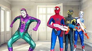 TEAM SPIDER-MAN vs BAD GUY TEAM || Rescue PURPLE Spider-Man From CRAZY BAD-GUY..?? ( Funny, Action )