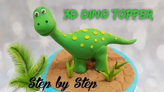 Fondant 3D Dino Topper || Dino Cake Topper || Part 3